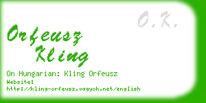 orfeusz kling business card